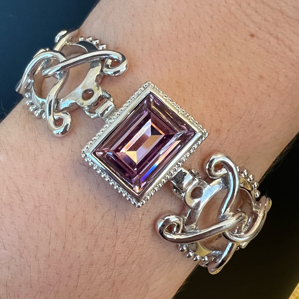 John Candice purple crystal silver bracelet